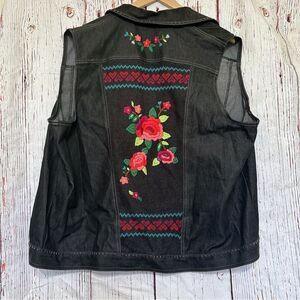 Alfred Dunner Charcoal Denim Vest